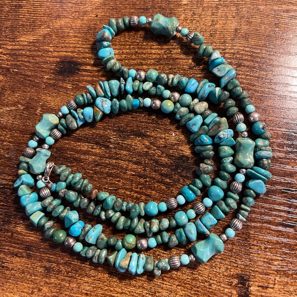 Vintage CAROLYN POLLACK Turquoise Necklace Sterling 36” - Picture 3 of 7